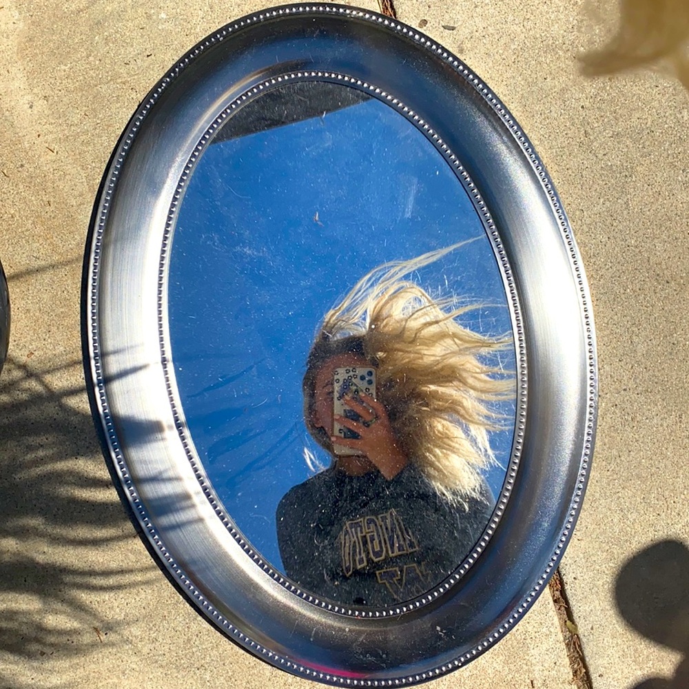 Oval Silver mirror